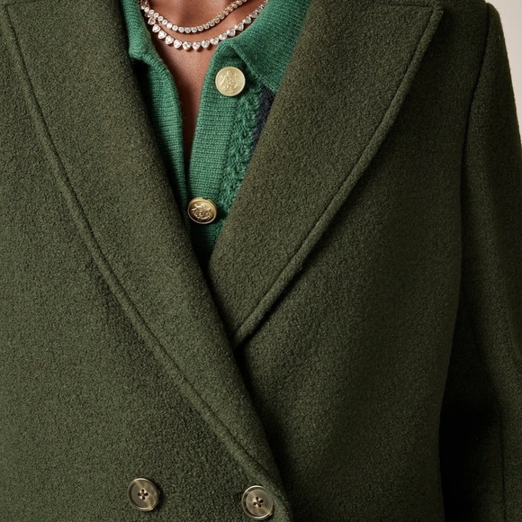 New JCREW Size 0 Daphne Topcoat in Italian Boiled Wool Dark Pine $298 CC208 - Picture 2 of 7